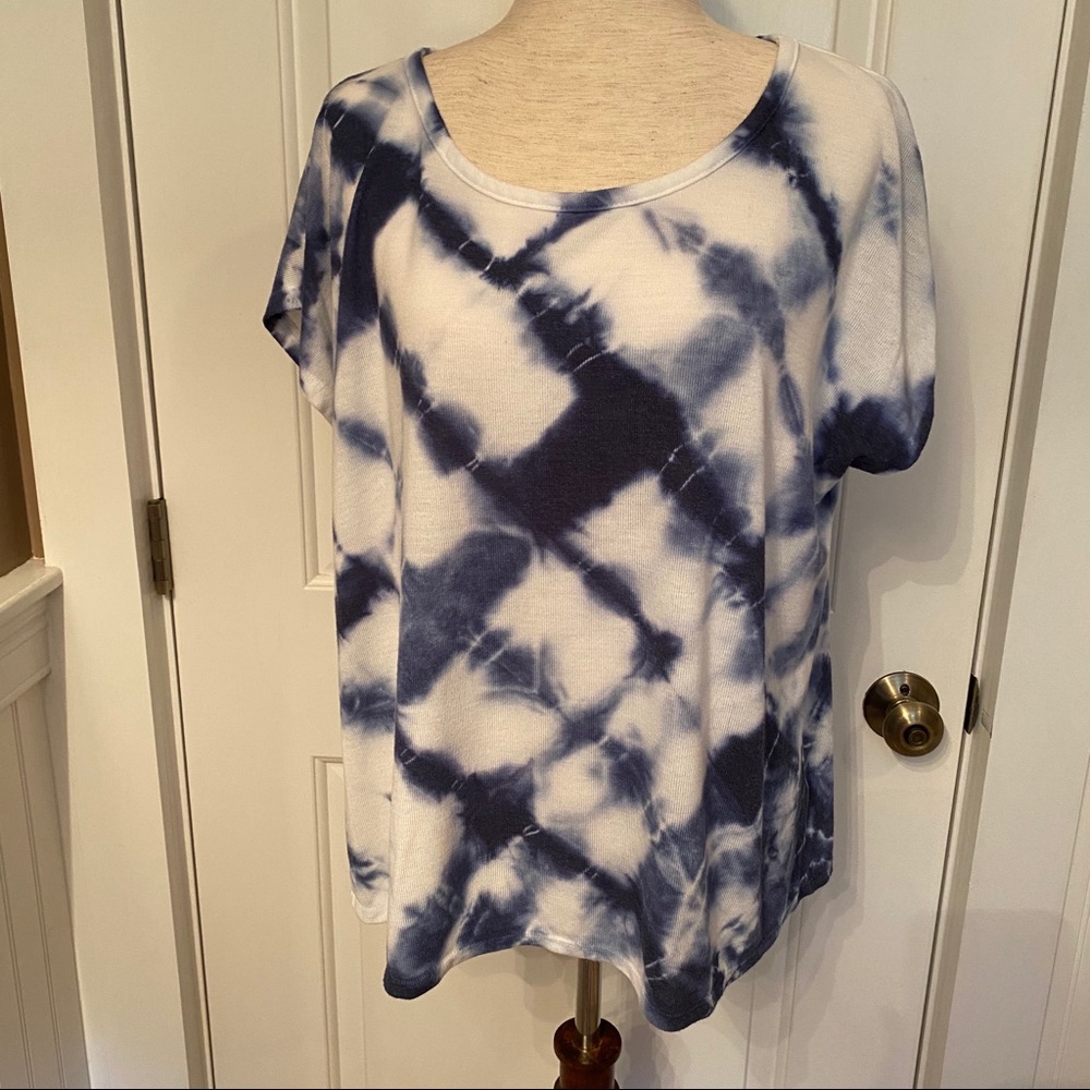 FRESH PRODUCE TOP TEE BLUE WHITE TIE DYE ONE SIZE OS